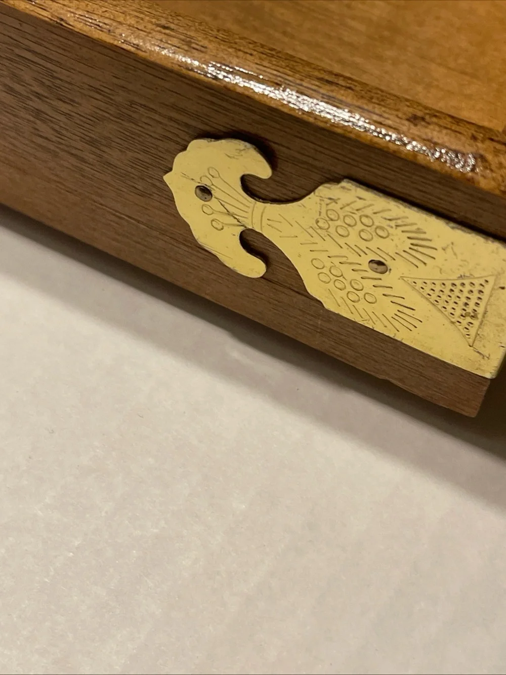 Bombay Wood Serving Tray with Brass Accents - Brown vintage